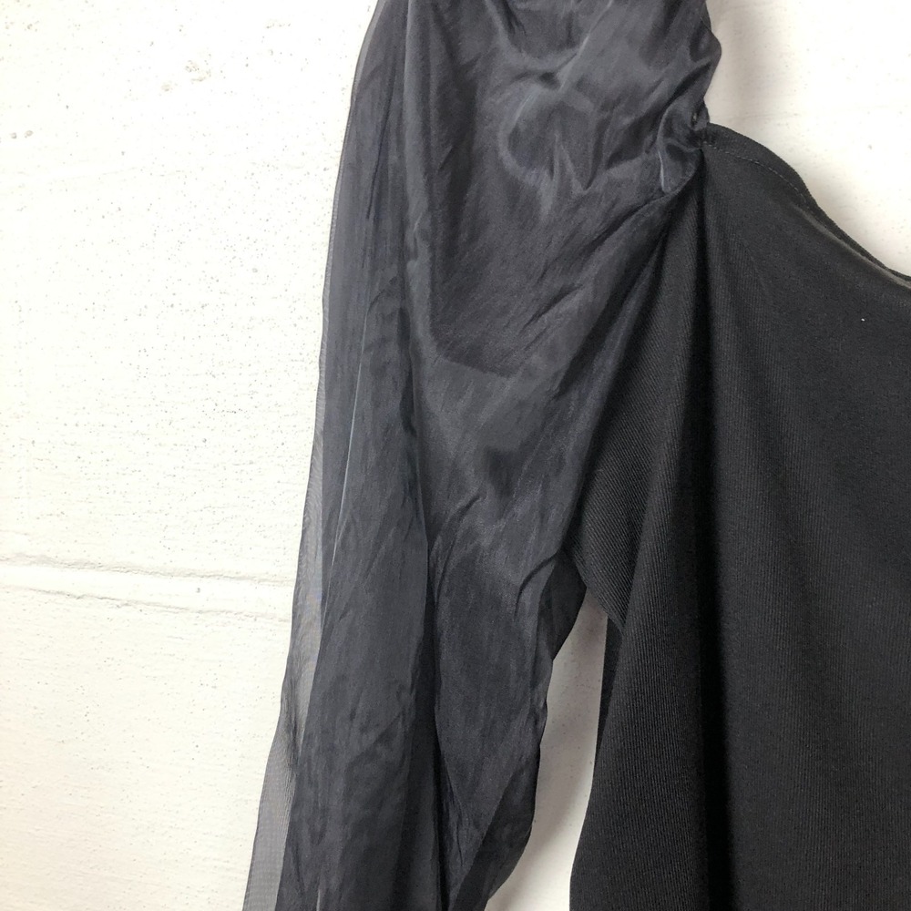 NEW Eloquii Womens Organza Balloon Sleeve Blouse Black Size 14/16 Whimsigoth - Picture 4 of 11
